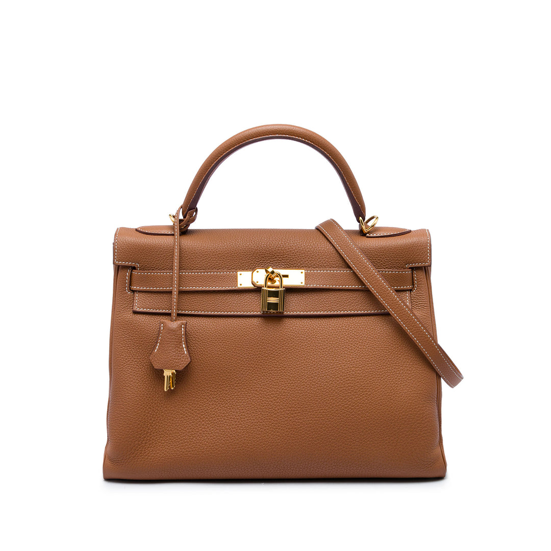 Hermès Sac à main Kelly II Retourne 32 Togo Marron – vue principale – GABY PARIS