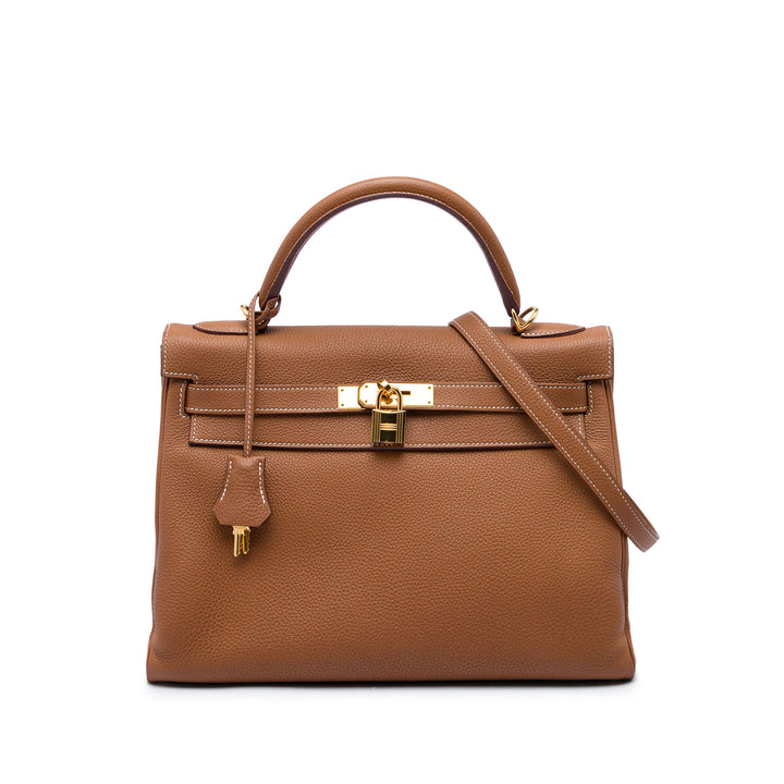 Hermès Sac à main Kelly II Retourne 32 Togo Marron – vue principale – GABY PARIS