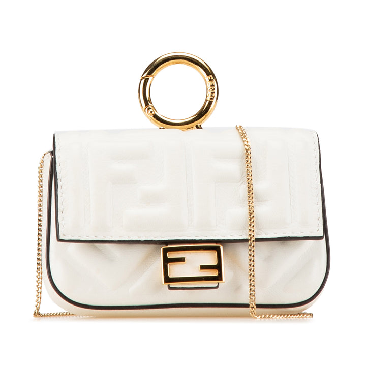 Nano Zucca Embossed Baguette Charm White - Gaby Paris