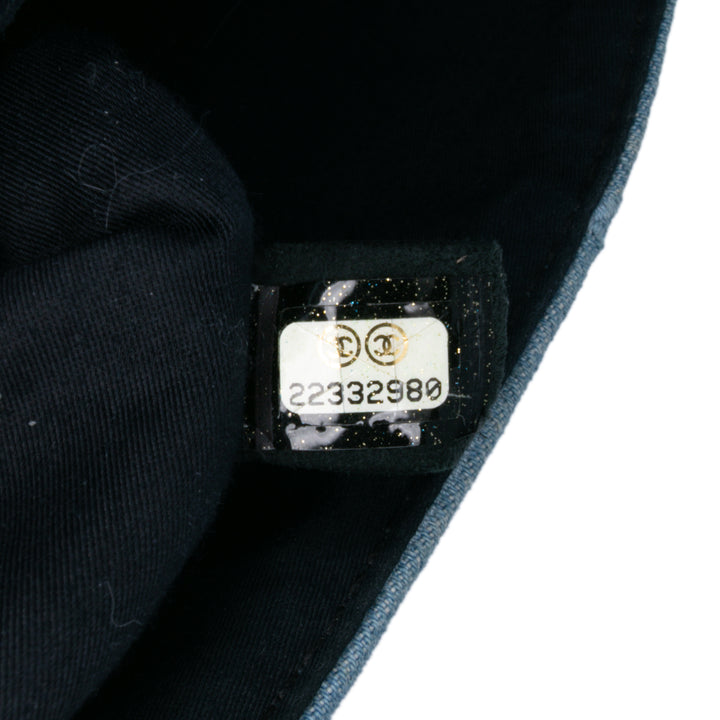 Medium Embroidered Denim Perfume Bottle Single Flap Blue - Gaby Paris