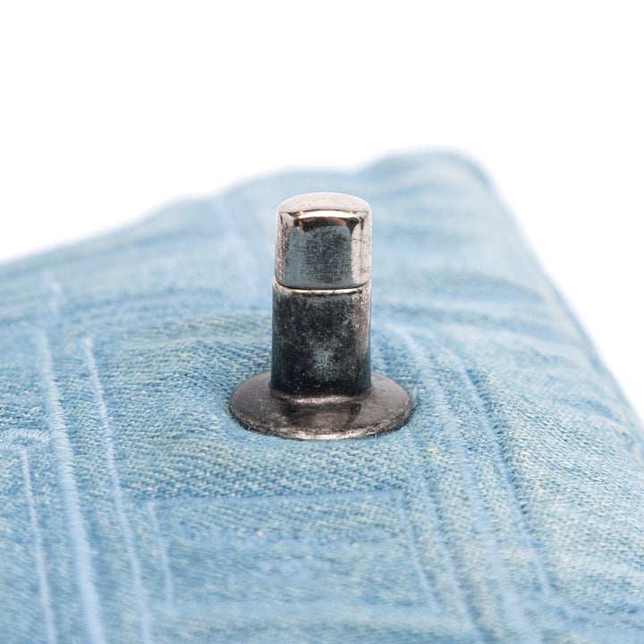 Medium Embroidered Denim Perfume Bottle Single Flap Blue - Gaby Paris