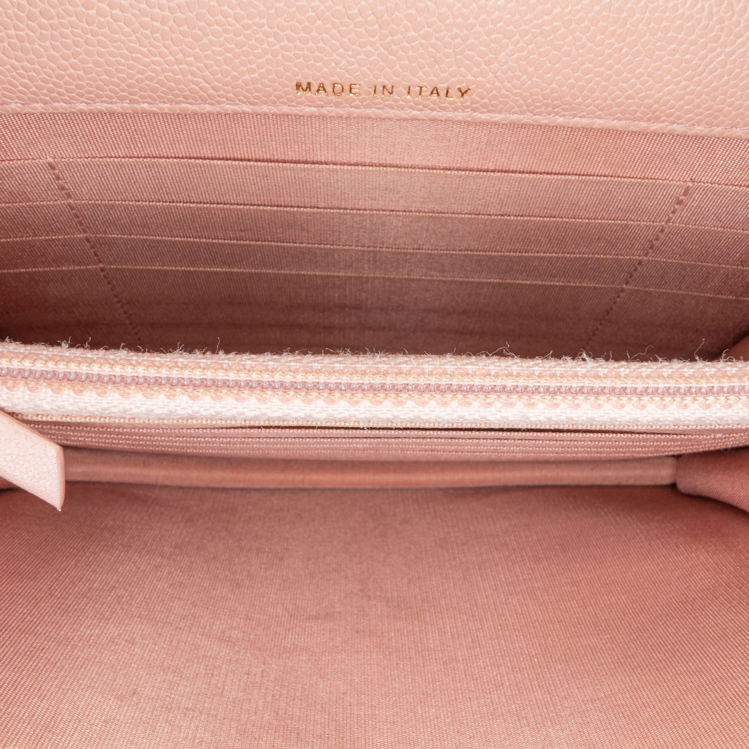 Quilted Caviar Square Boy Wallet On Chain Pink - Gaby Paris