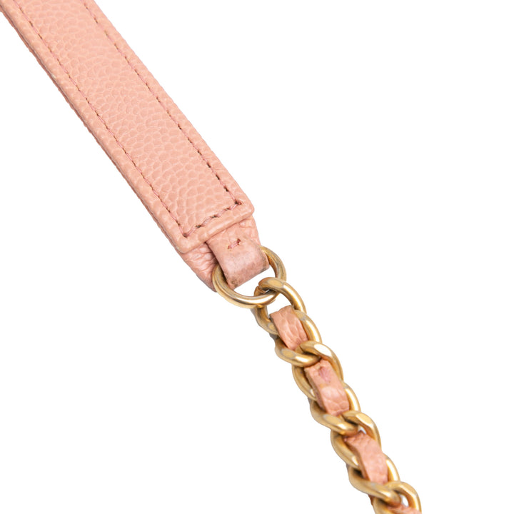 Quilted Caviar Square Boy Wallet On Chain Pink - Gaby Paris