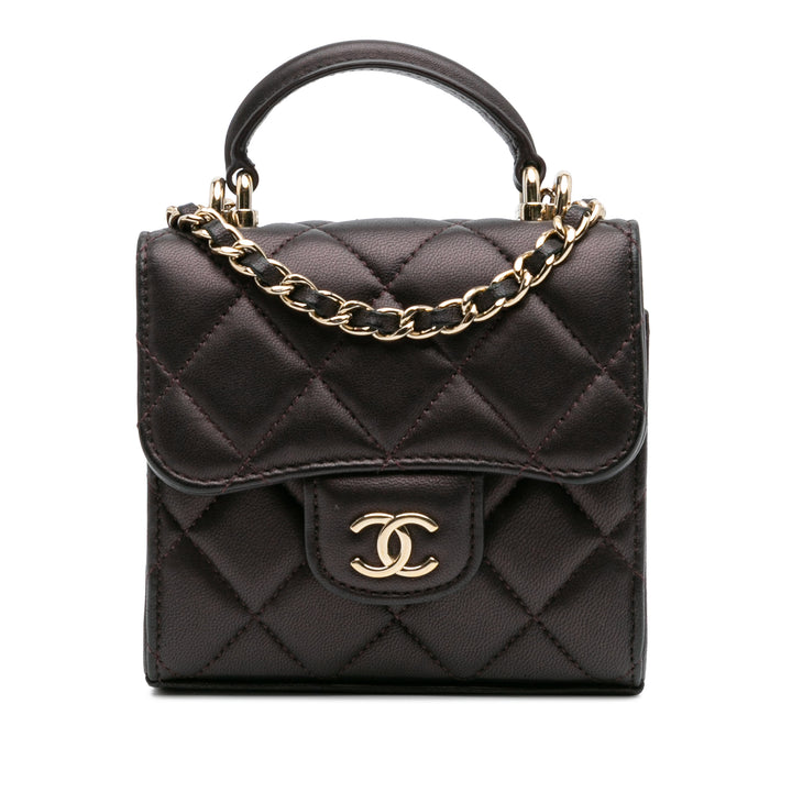 Chanel CC Matelassé Iridescent Cuir d’agneau anse supérieure à rabat Pochette avec chaîne