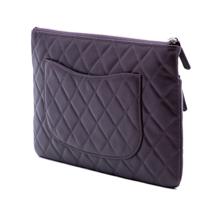Chanel Pochette CC Matelassé Double Zippé Cuir d'agneau Violet – vue 2 – GABY PARIS