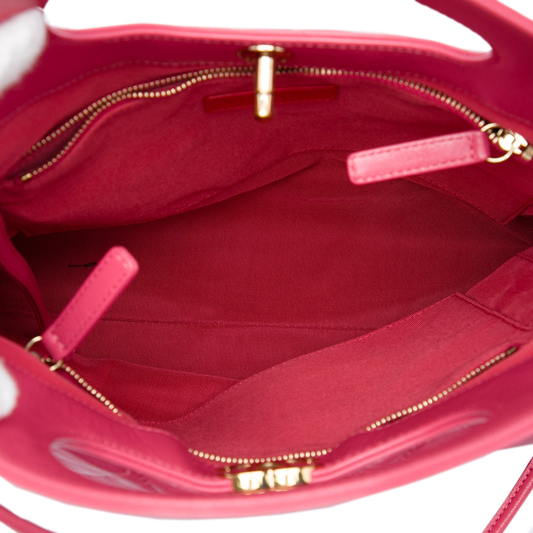 Matelassé brillant vieilli 31 Cabas Petit Cuir de veau Rose