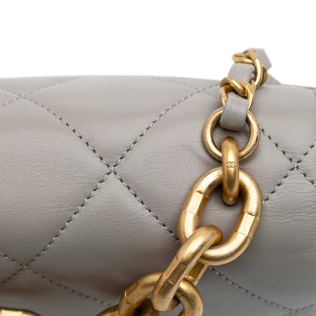 Chanel CC Matelassé Cuir d’agneau Ronded à rabat