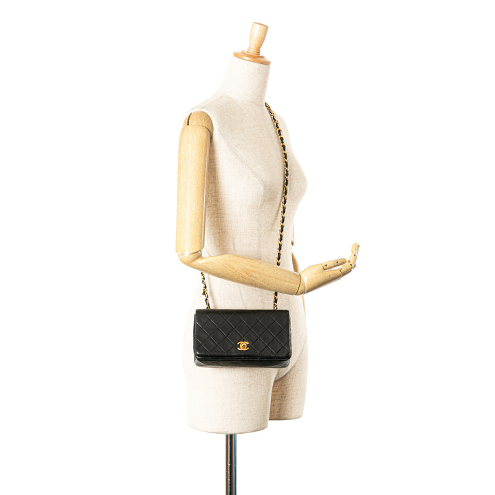 Mini CC Quilted Lambskin Full Flap Black - Gaby Paris
