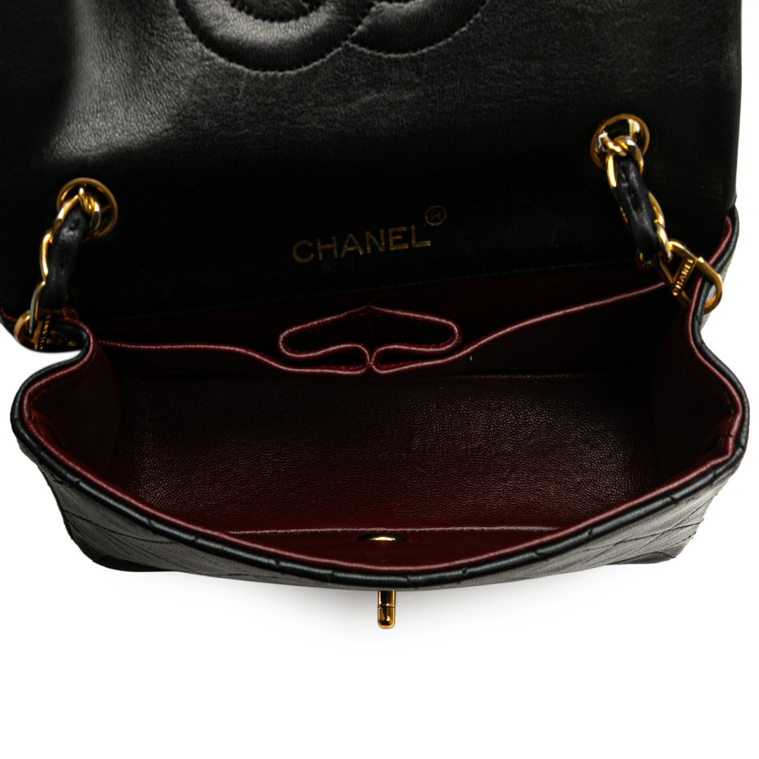 Mini CC Quilted Lambskin Full Flap Black - Gaby Paris