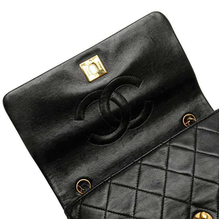Mini CC Quilted Lambskin Full Flap Black - Gaby Paris