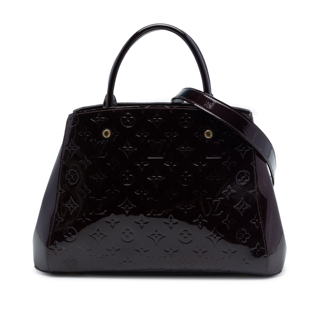 Louis Vuitton Sac à main Montaigne Monogram MM Cuir verni Violet – vue principale – GABY PARIS