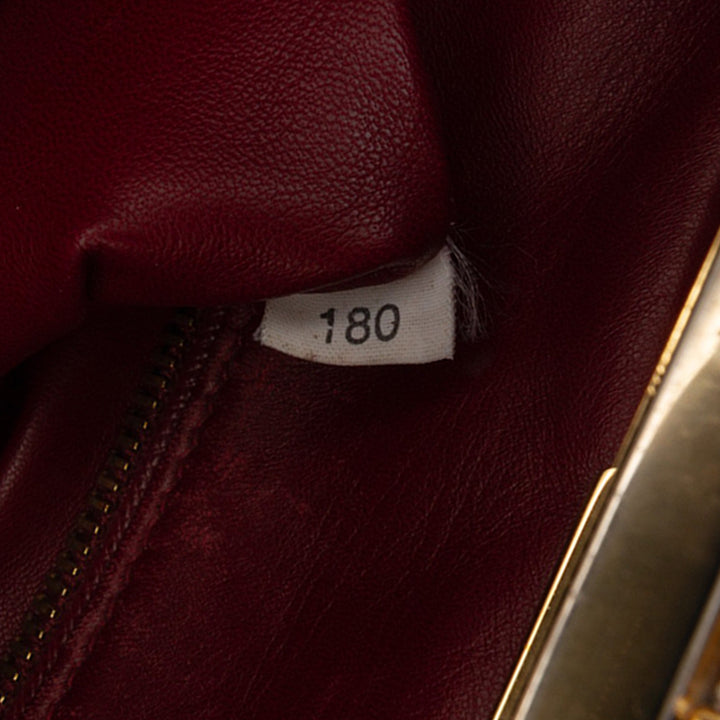 Prada Saffiano Lux Pyramid Frame Top Handle Bag Rouge