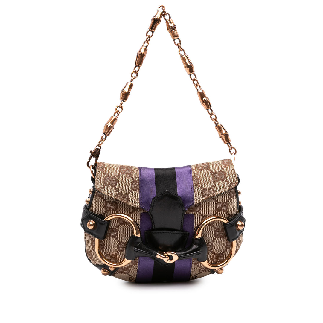 Gucci GG Horsebit Web Chaîne Sac Mini Beige – vue principale – GABY PARIS