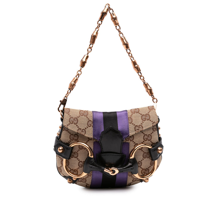 Gucci GG Horsebit Web Chaîne Sac Mini Beige – vue principale – GABY PARIS