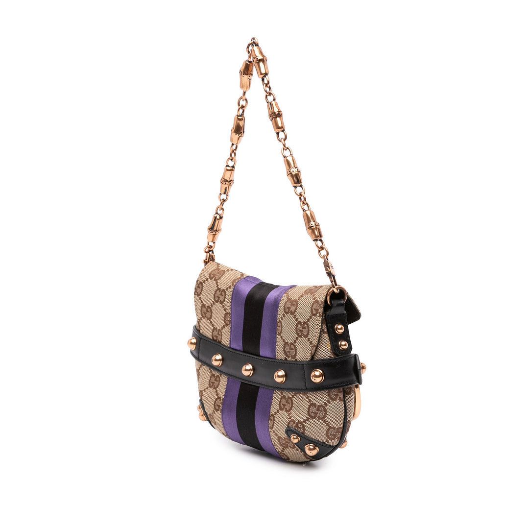 Gucci GG Horsebit Web Chaîne Sac Mini Beige – vue 2 – GABY PARIS
