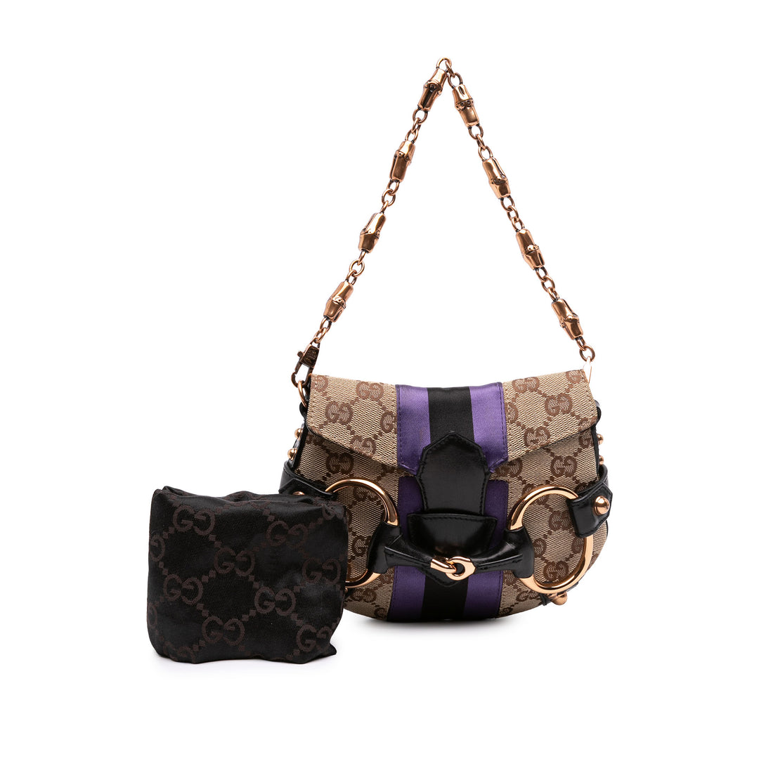 Gucci GG Horsebit Web Chaîne Sac Mini Beige – vue 7 – GABY PARIS