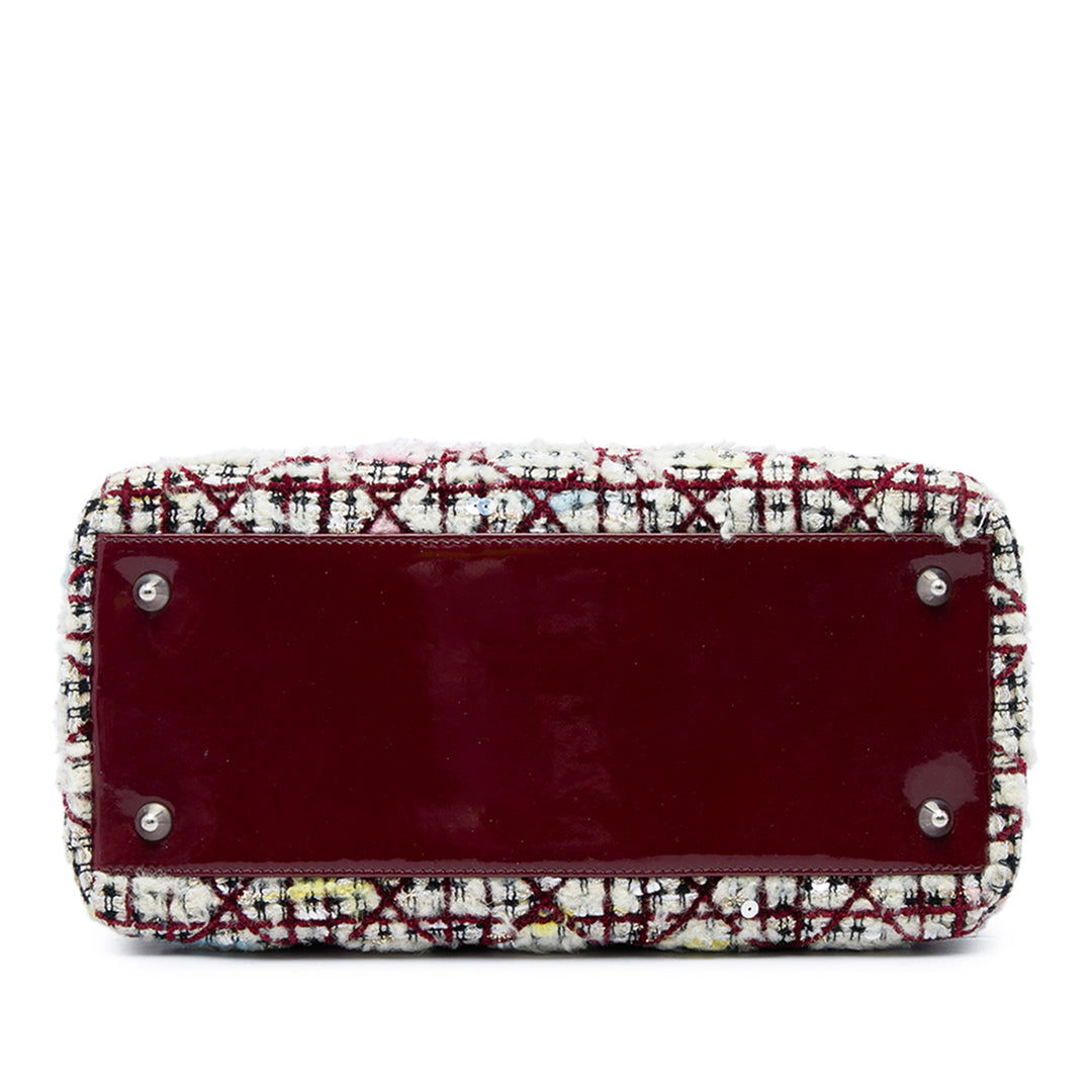 Dior Lady Dior Cannage Moyen Tweed Rouge – vue 3 – GABY PARIS