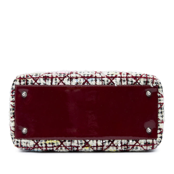 Dior Lady Dior Cannage Moyen Tweed Rouge – vue 3 – GABY PARIS