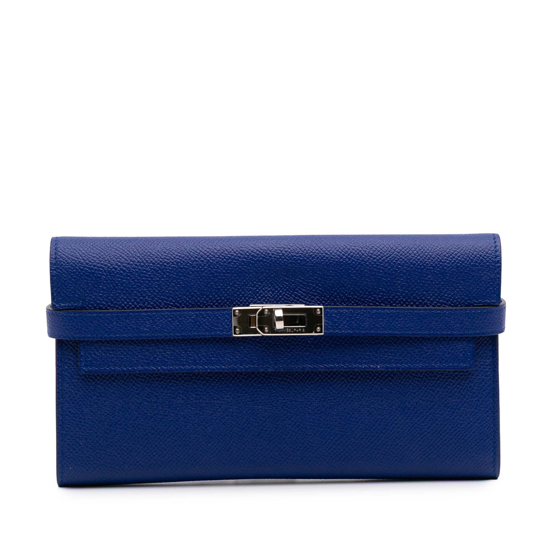 Epsom Kelly Longue Wallet Blue - Gaby Paris
