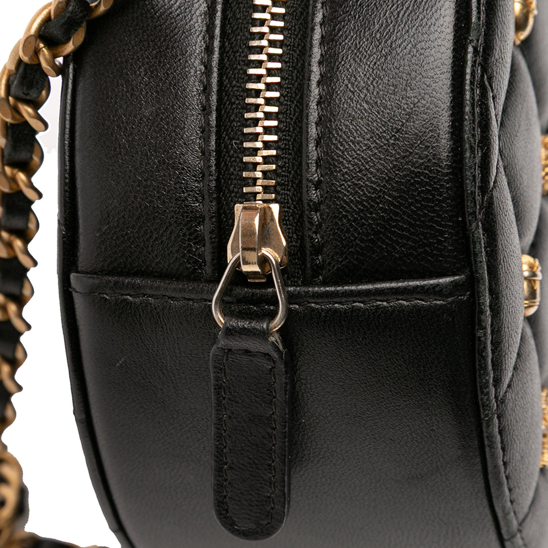 Chanel Quilted Cuir d’agneau Egyptian Amulet Charms Round Pochette with Chain Noir – GABY PARIS Authentique