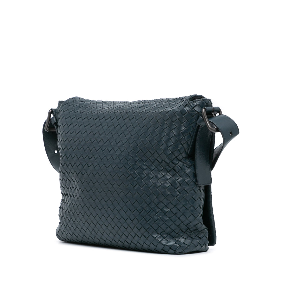 Nappa Intrecciato Flap Crossbody Blue - Gaby Paris