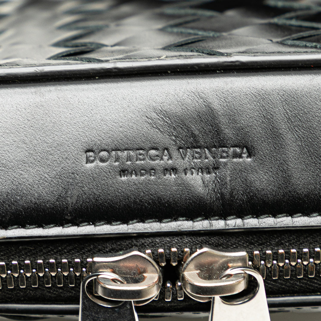 Nappa Intrecciato Zip Around Crossbody Black - Gaby Paris
