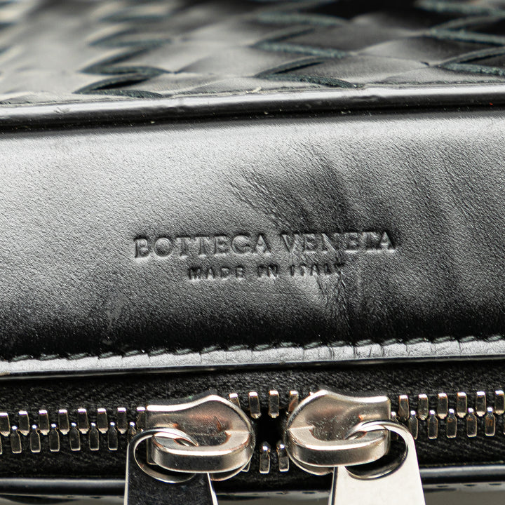 Nappa Intrecciato Zip Around Crossbody Black - Gaby Paris