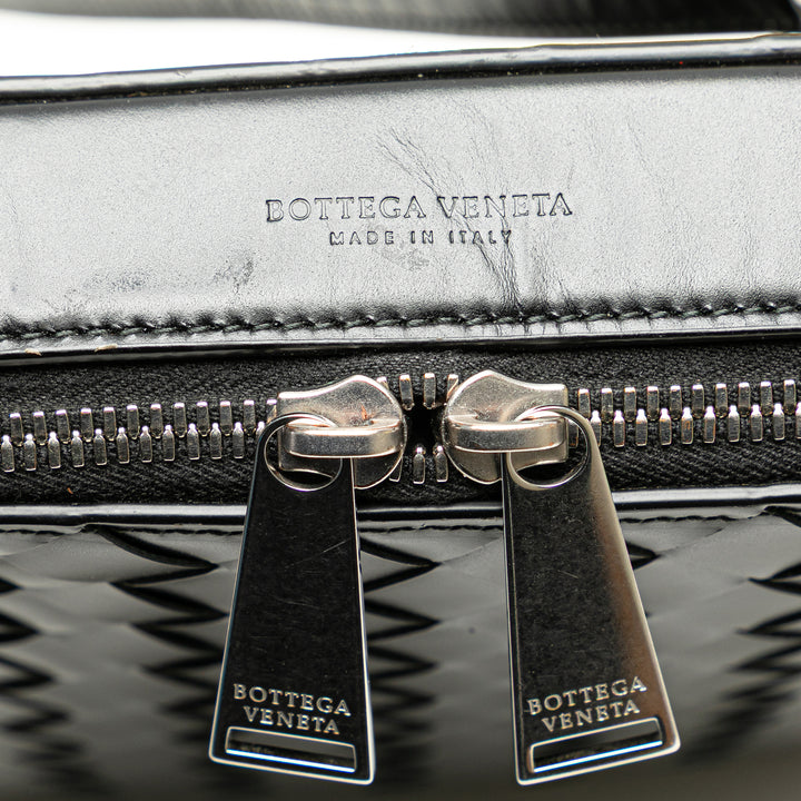 Nappa Intrecciato Zip Around Crossbody Black - Gaby Paris