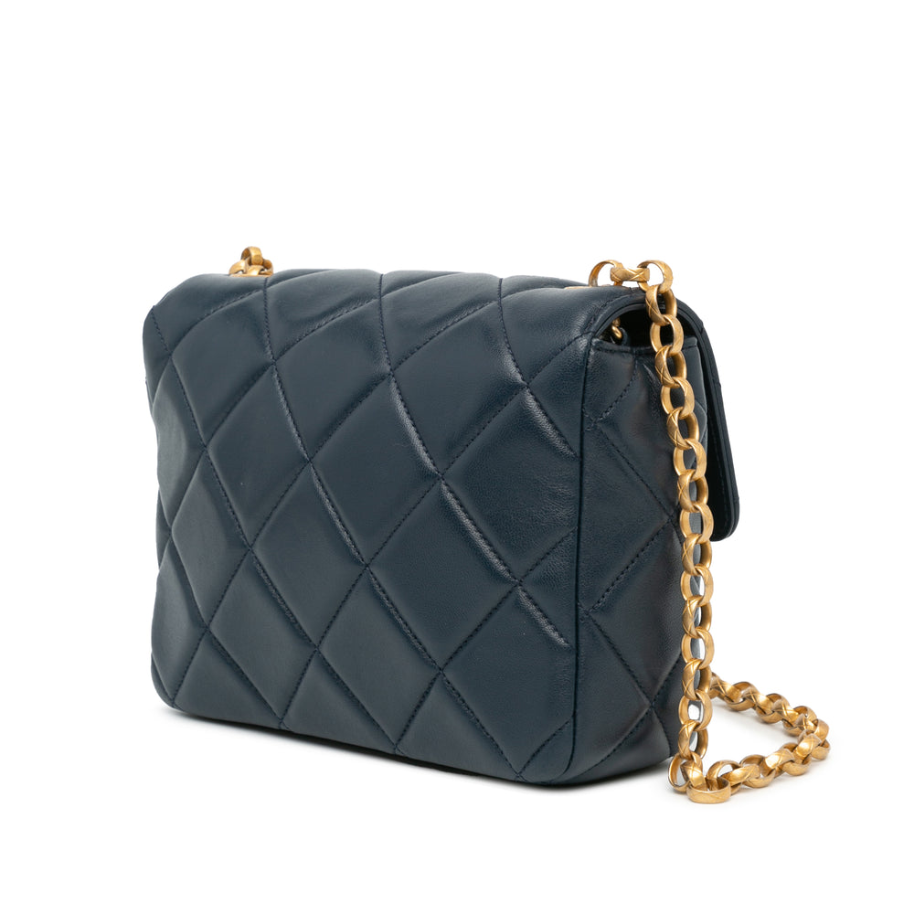 Chanel Mini Square CC Quilted Lambskin Flap Blue - GABY PARIS