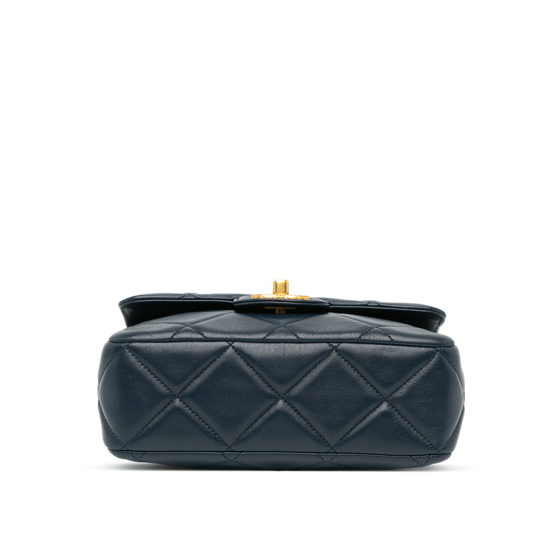 Chanel Mini Square CC Quilted Lambskin Flap Blue - GABY PARIS