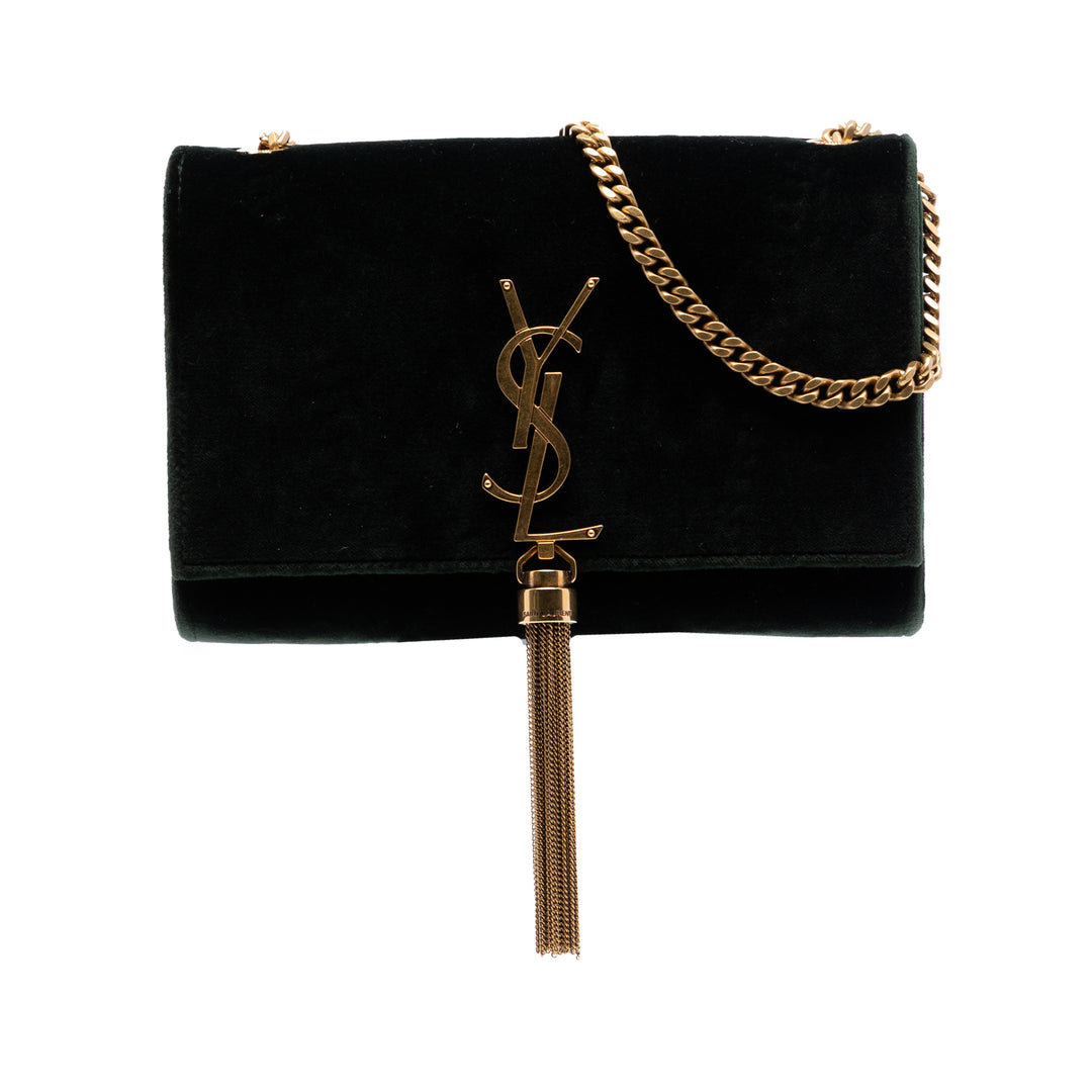 Saint Laurent Small Velours Monogram Kate Pompon Sac porté croisé