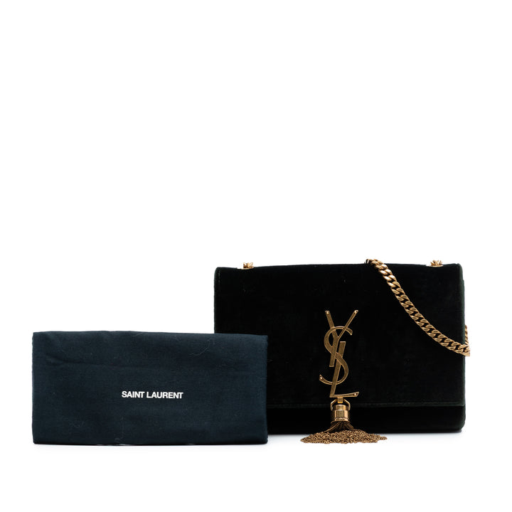 Saint Laurent Small Velours Monogram Kate Pompon Sac porté croisé