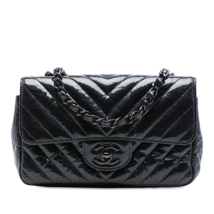 Classic Rectangulaire Chevron Froissé So Rabat simple Mini Noir