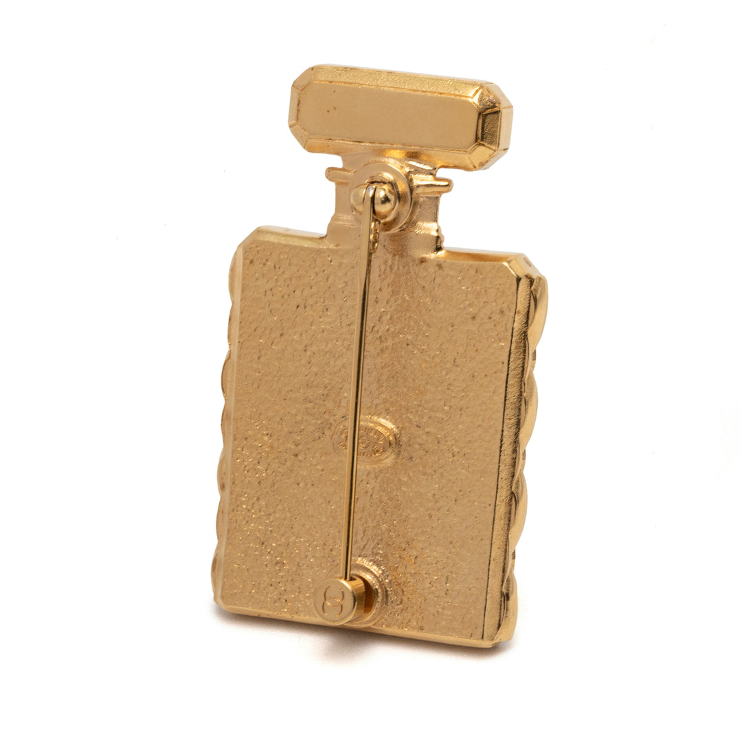 Chanel plaqué Perles fantaisie Rhinestone CC Perfume Bottle Broche