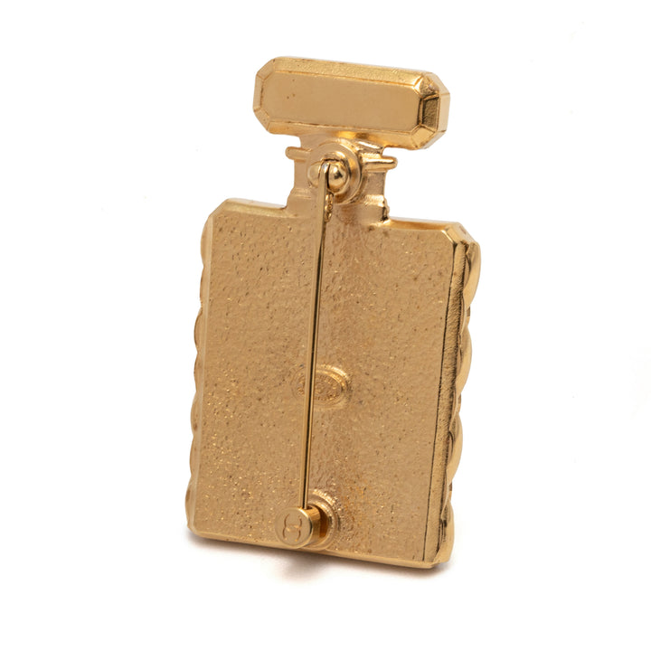 Chanel plaqué Perles fantaisie Rhinestone CC Perfume Bottle Broche