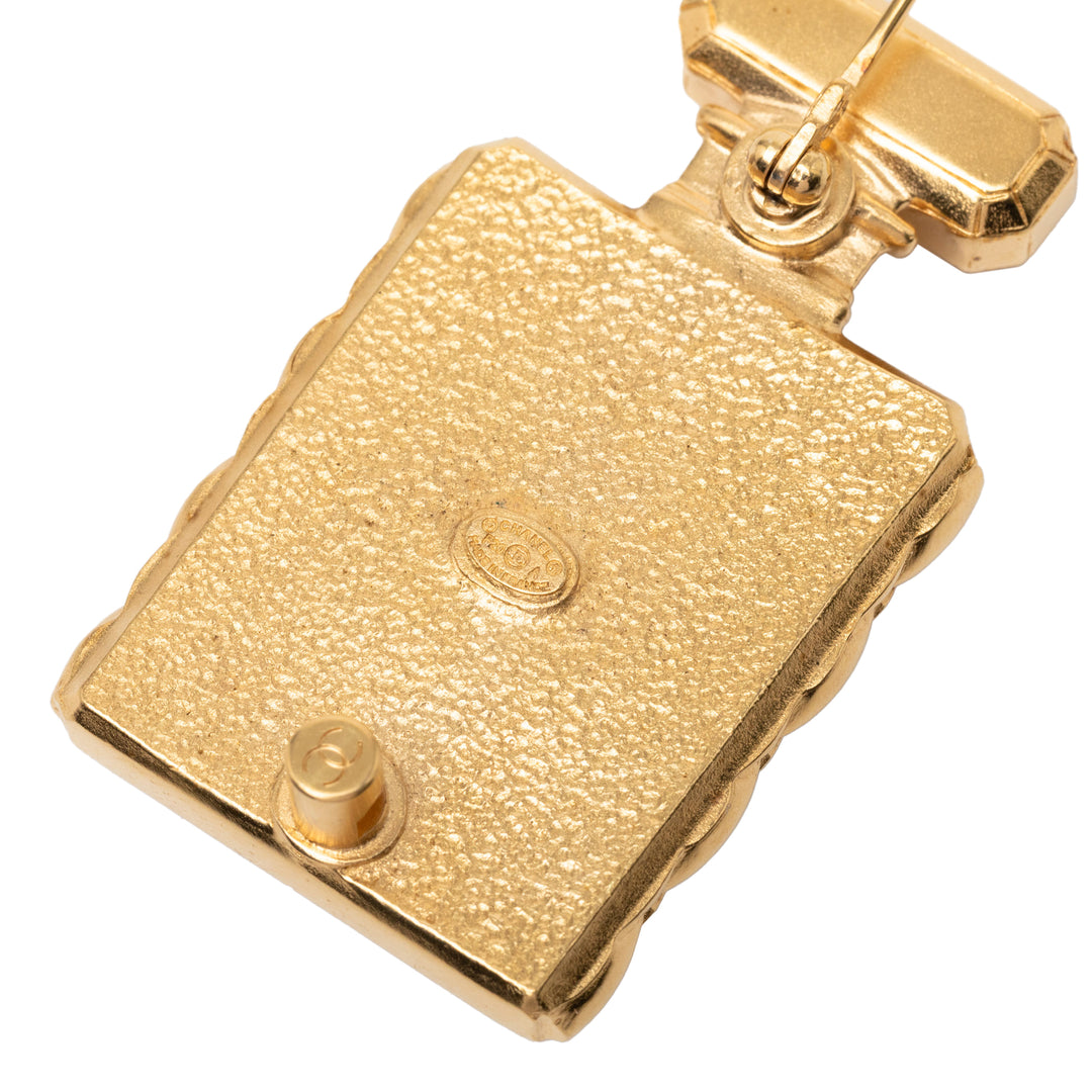 Chanel plaqué Perles fantaisie Rhinestone CC Perfume Bottle Broche