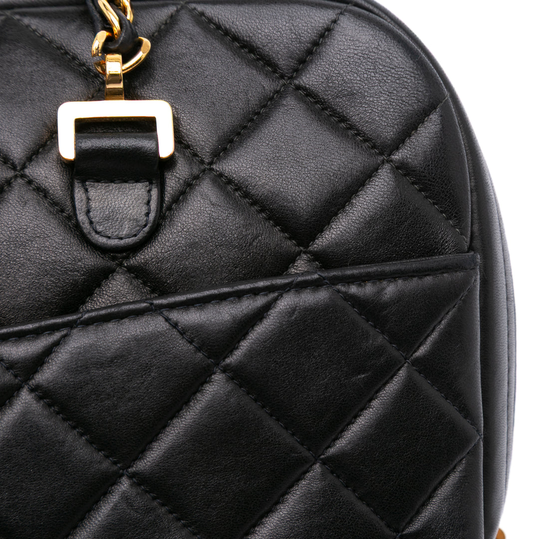 Quilted Lambskin Shoulder Bag Black - Gaby Paris