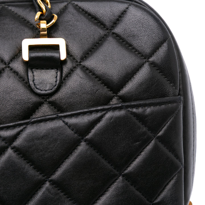Quilted Lambskin Shoulder Bag Black - Gaby Paris