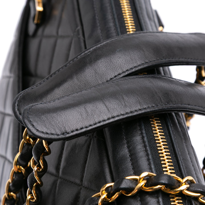 Quilted Lambskin Shoulder Bag Black - Gaby Paris