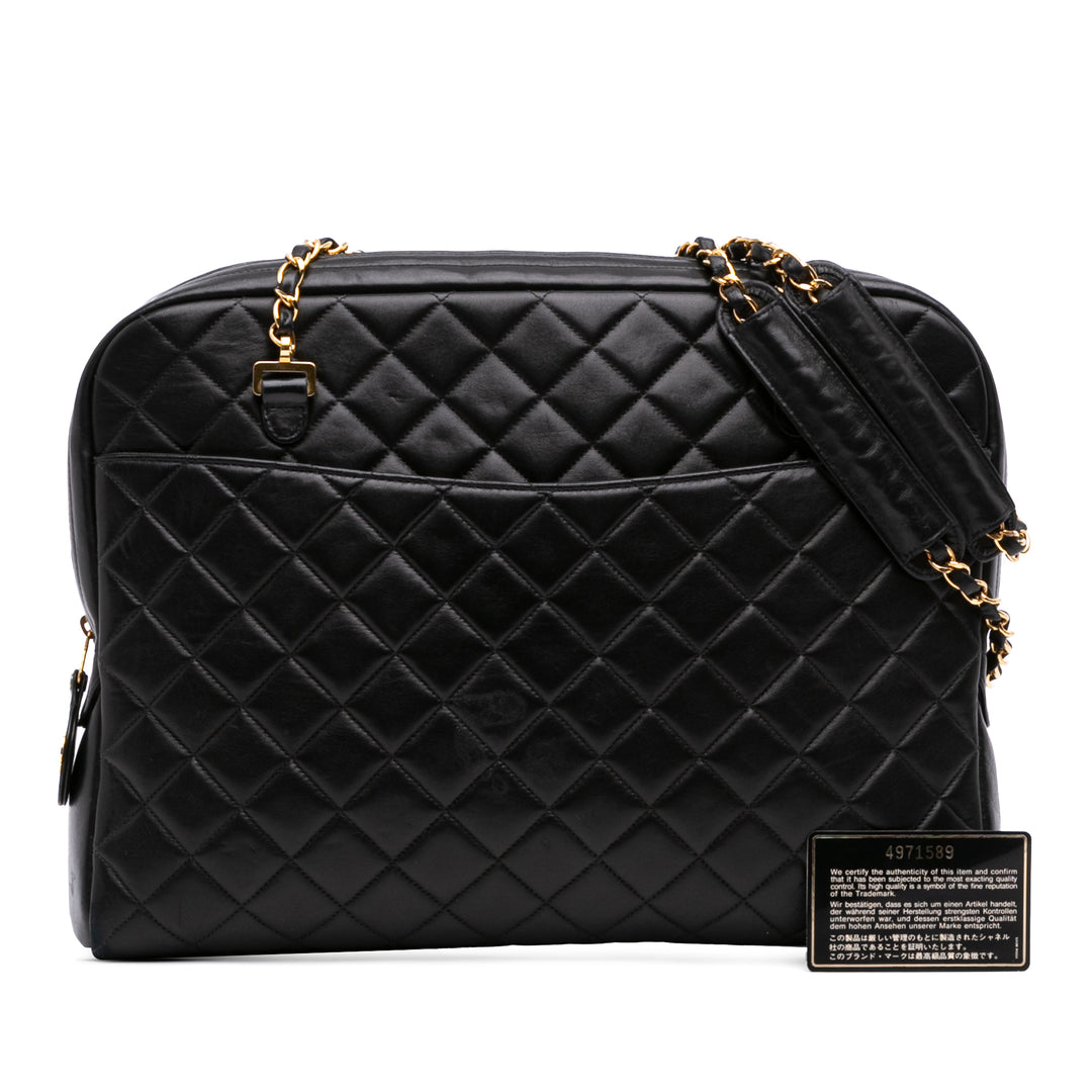 Quilted Lambskin Shoulder Bag Black - Gaby Paris