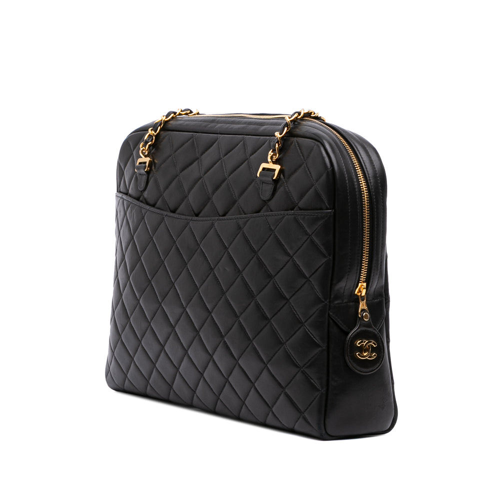 Quilted Lambskin Shoulder Bag Black - Gaby Paris