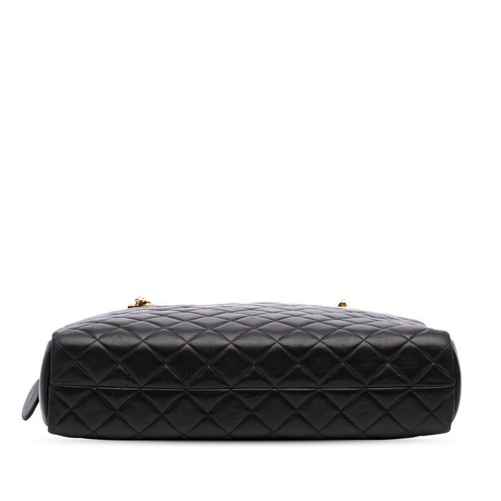 Quilted Lambskin Shoulder Bag Black - Gaby Paris