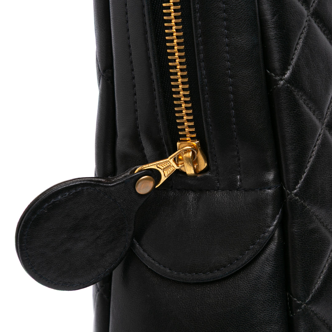 Quilted Lambskin Shoulder Bag Black - Gaby Paris