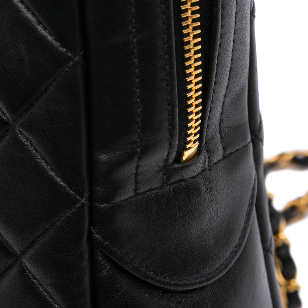 Quilted Lambskin Shoulder Bag Black - Gaby Paris
