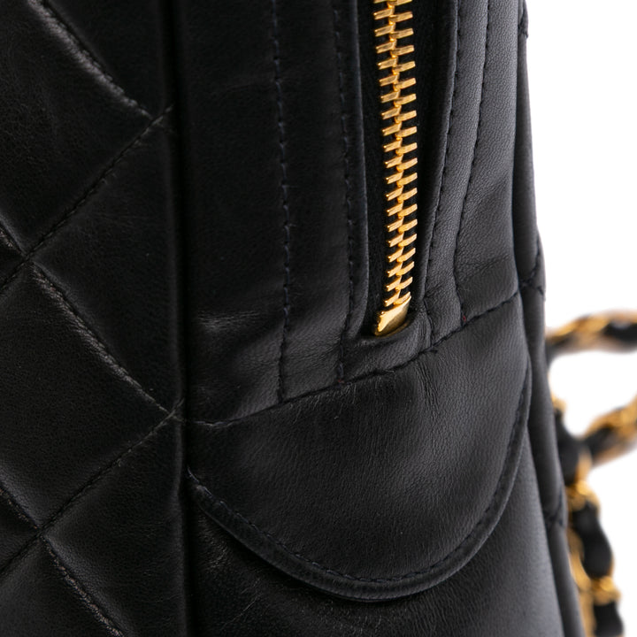 Quilted Lambskin Shoulder Bag Black - Gaby Paris