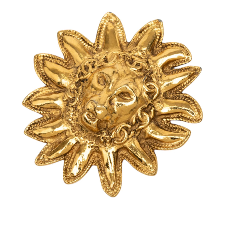 Chanel CC plaqué Lion Head Sun Broche Métal