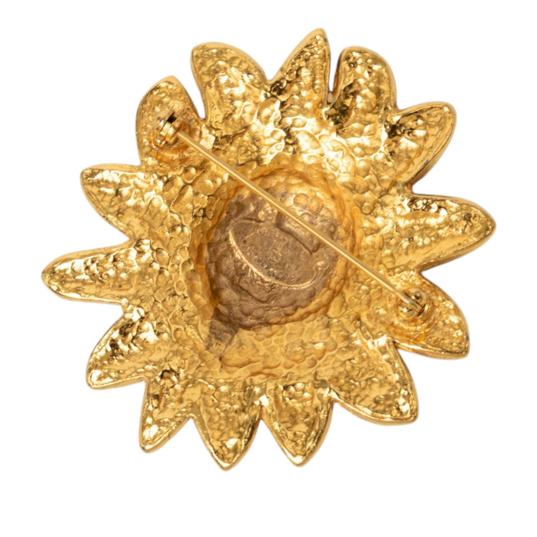 Chanel CC plaqué Lion Head Sun Broche Métal