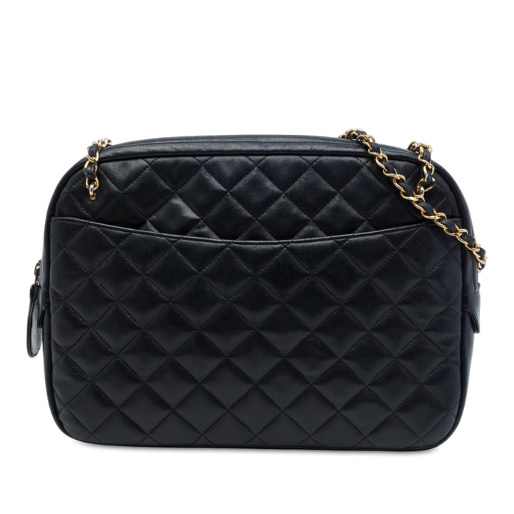 Chanel CC Matelassé Chaîne Sac caméra Cuir d'agneau Noir – vue principale – GABY PARIS
