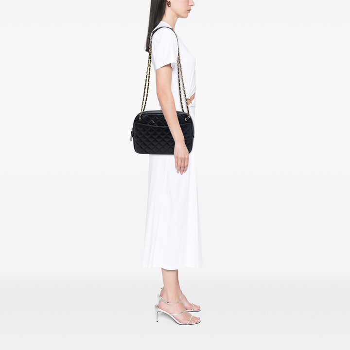 Chanel CC Matelassé Chaîne Sac caméra Cuir d'agneau Noir – vue 6 – GABY PARIS