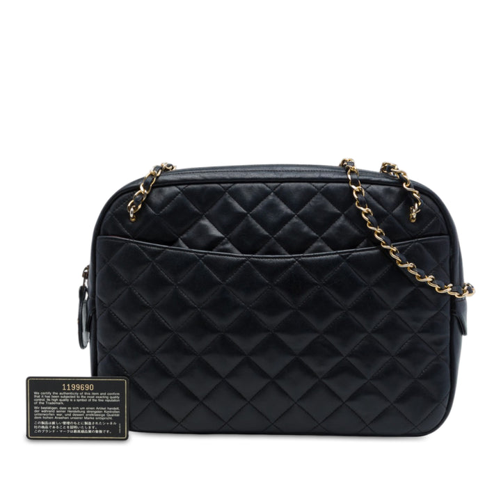 Chanel CC Matelassé Chaîne Sac caméra Cuir d'agneau Noir – vue 7 – GABY PARIS